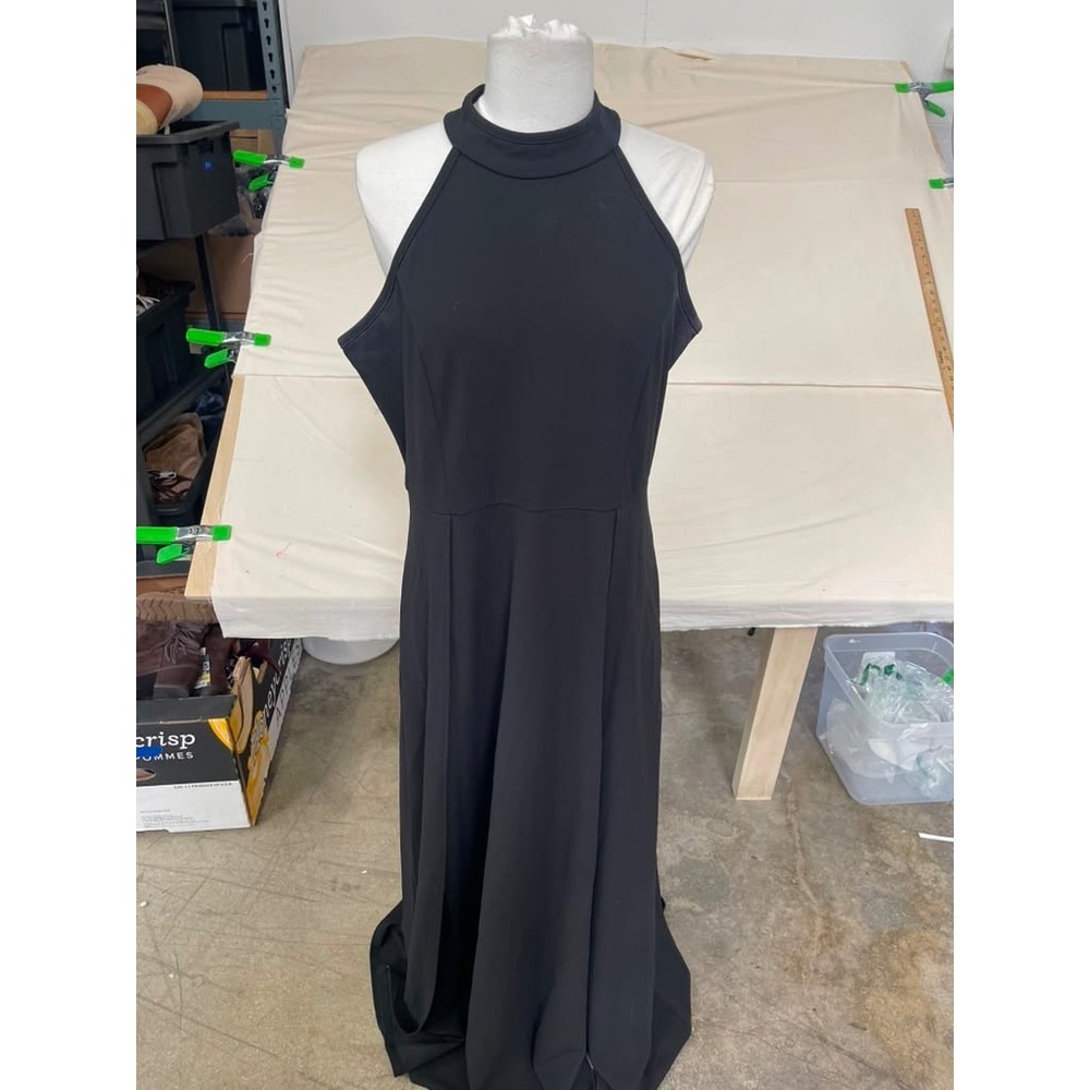 Mushare Black Halter Maxi Dress Womens XL Sleeveless Formal Evening Gown NWT